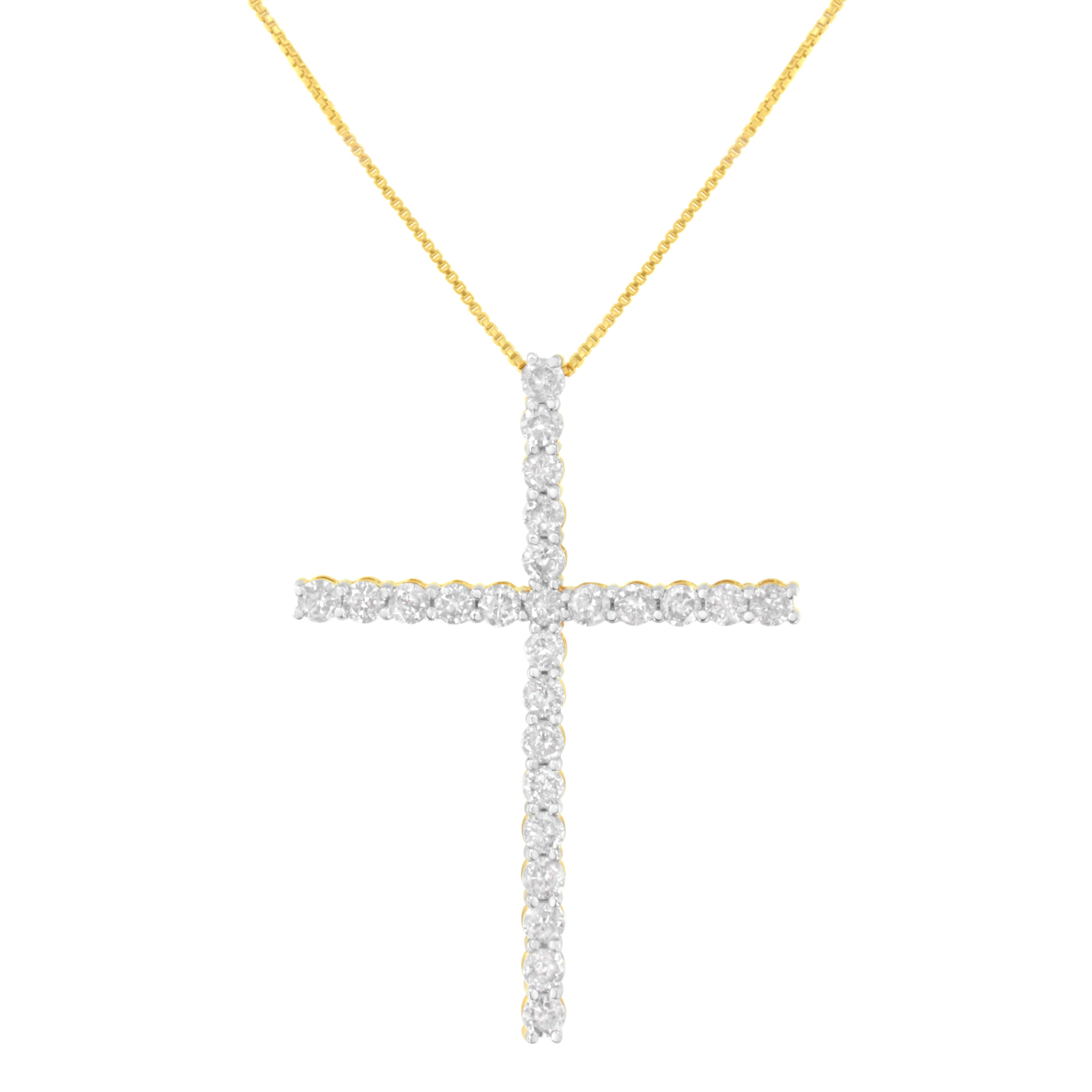 .925 Sterling Silver 3.0 Cttw Round Shape Diamond 1-1/2" Cross Pendant with Box Chain Necklace (I-J Color, I2-I3 Clarity) - 18" by Bids.com