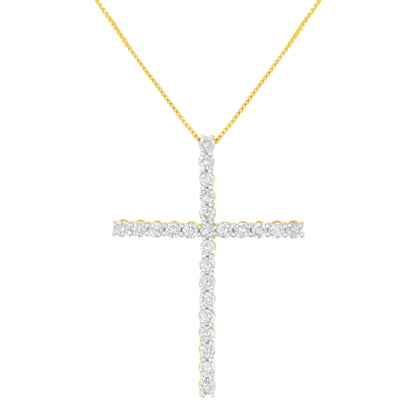 .925 Sterling Silver 3.0 Cttw Round Shape Diamond 1-1/2" Cross Pendant with Box Chain Necklace (I-J Color, I2-I3 Clarity) - 18" by Bids.com