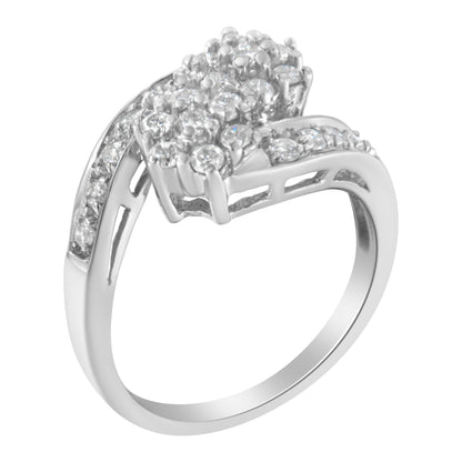 14KT White Gold Diamond Cluster Ring Band (7/8 cttw, H-I Color, I1-I2 Clarity) by Bids.com