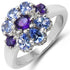 1.25 Carat Genuine Tanzanite, Amethyst & White Topaz .925 Sterling Silver Ring by Bids.com