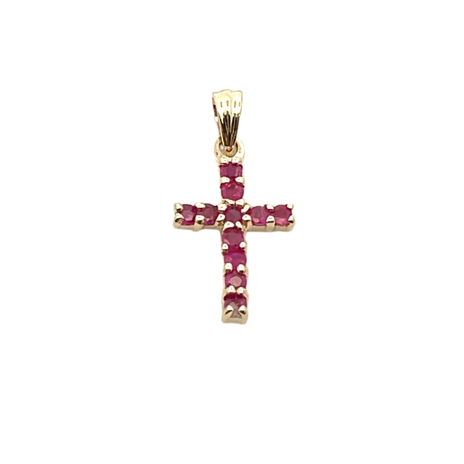 .21ct Ruby Cross Religious Pendant 10KT Yellow Gold by Bids.com