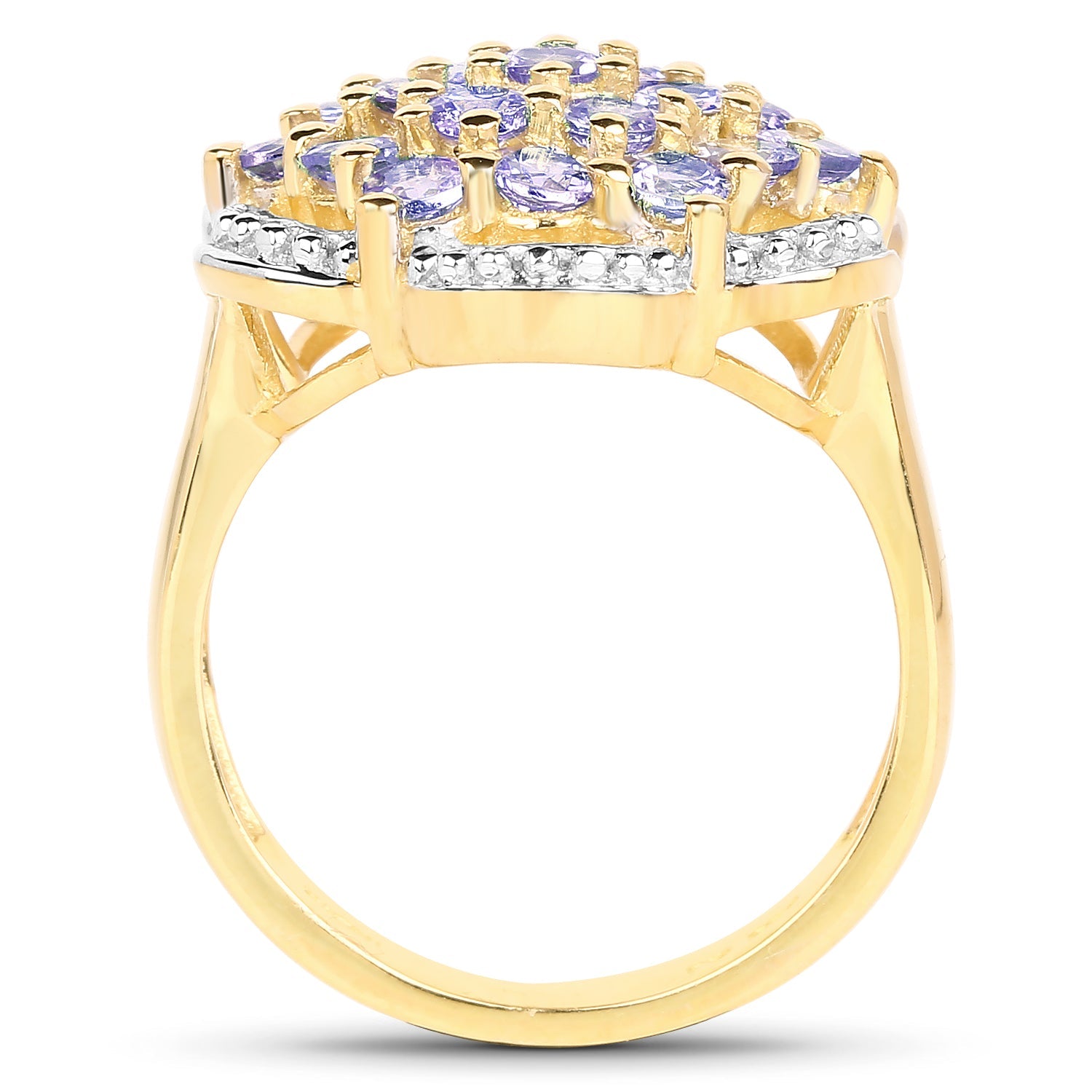 14K Yellow Gold Plated 1.52 Carat Genuine Tanzanite .925 Sterling Silver Ring by Bids.com