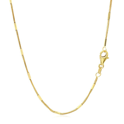 Diamond Cut Bar Links Pendant Chain in 14k Yellow Gold (1.3mm) by Bids.com