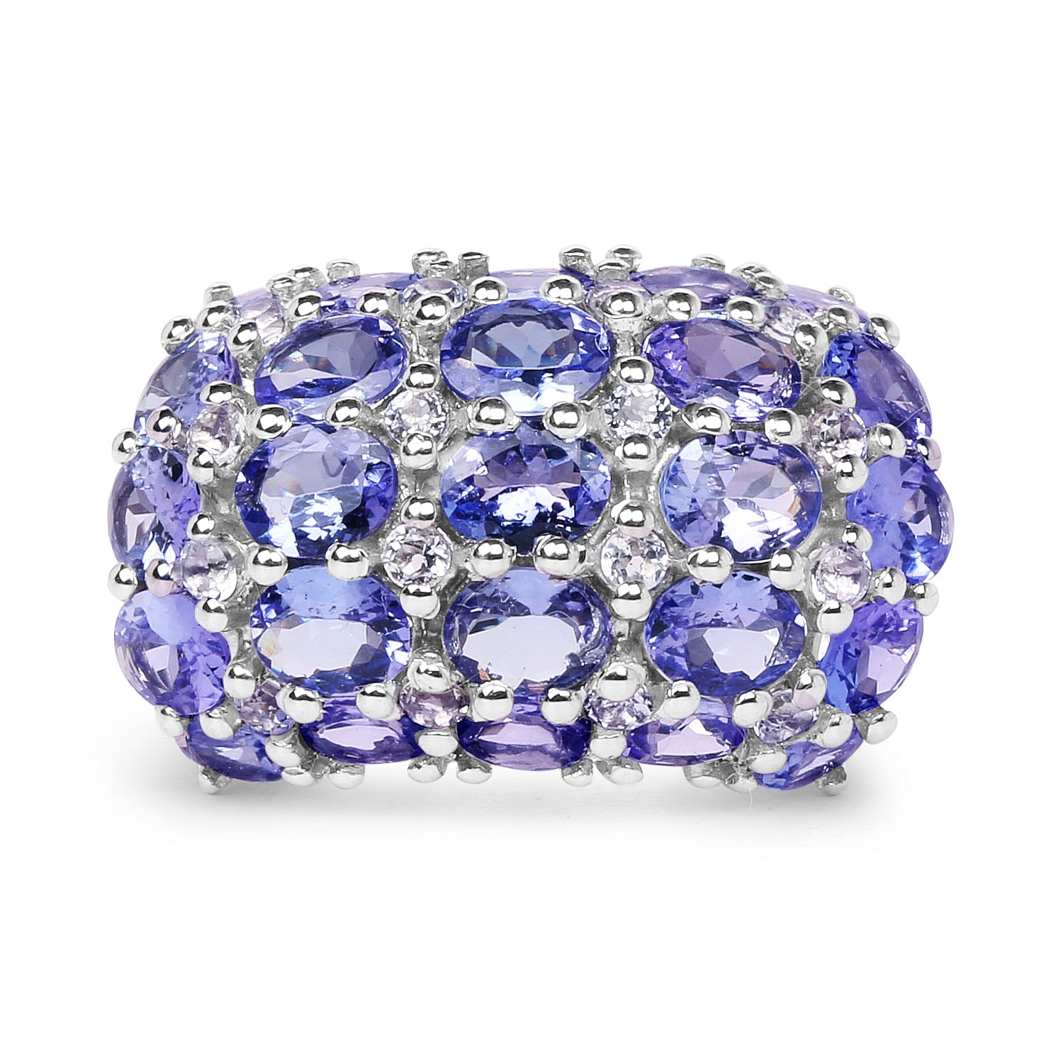 7.29 Carat Genuine Tanzanite and White Topaz .925 Sterling Silver Ring by Bids.com