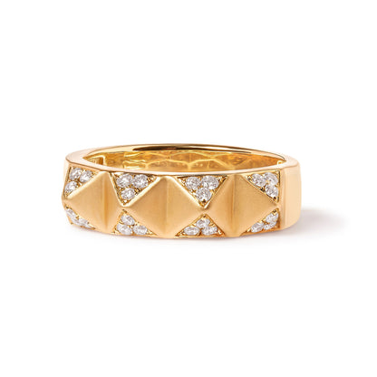 14K Yellow Gold 1/4 Cttw White Diamond Pyramid Band Ring (G-H Color, SI1-SI2 Clarity)- Size 7 by Bids.com