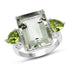 11.90 Carat Genuine Green Amethyst and Peridot .925 Sterling Silver Ring  DestGlow