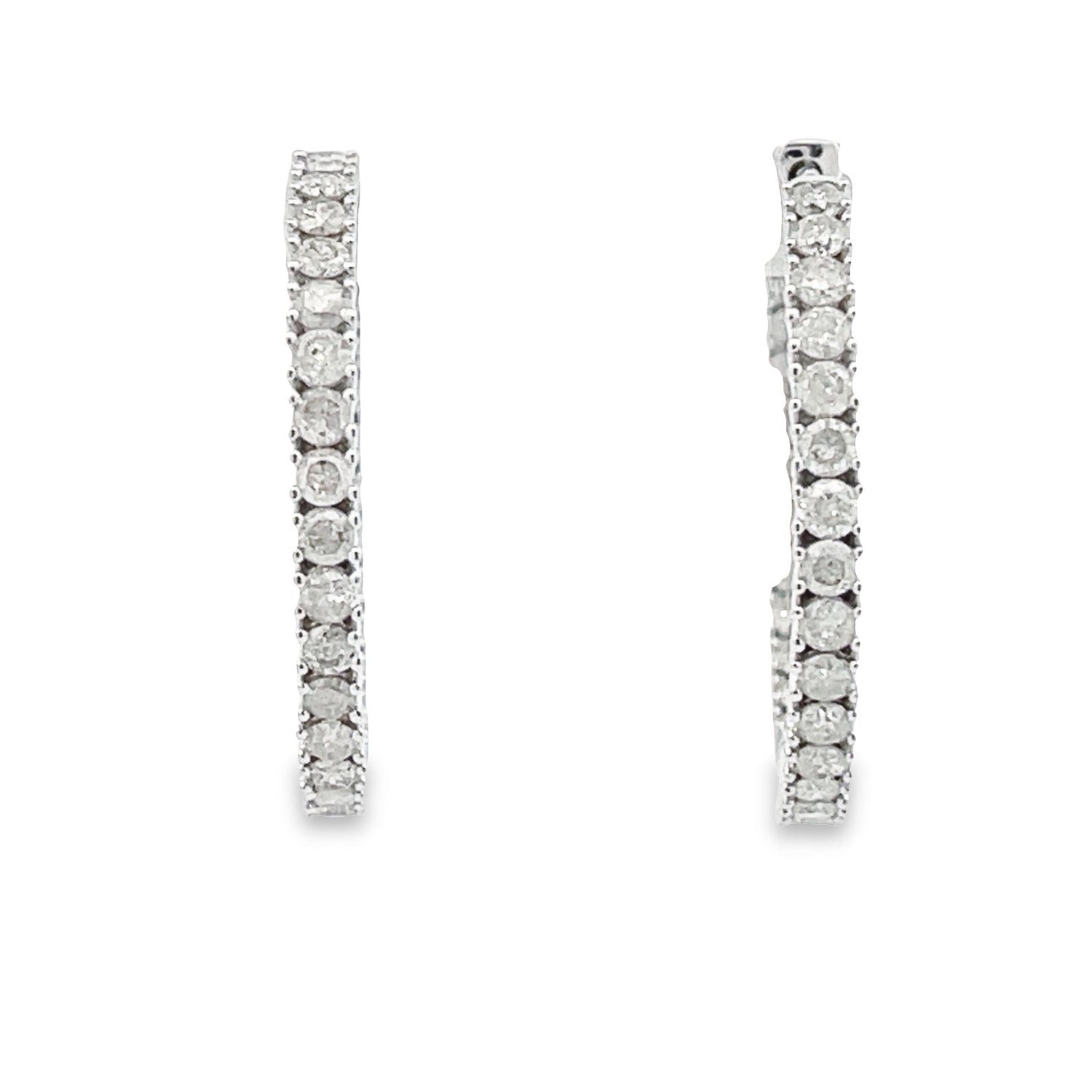 Genuine 1.53ct Diamond Hoop Earrings 10KT White Gold by Bids.com