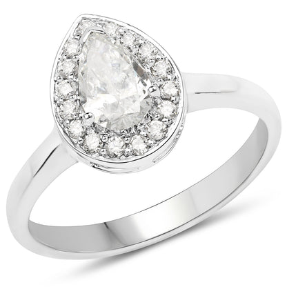 14K White Gold 0.70 Carat Genuine White Diamond Ring by Bids.com