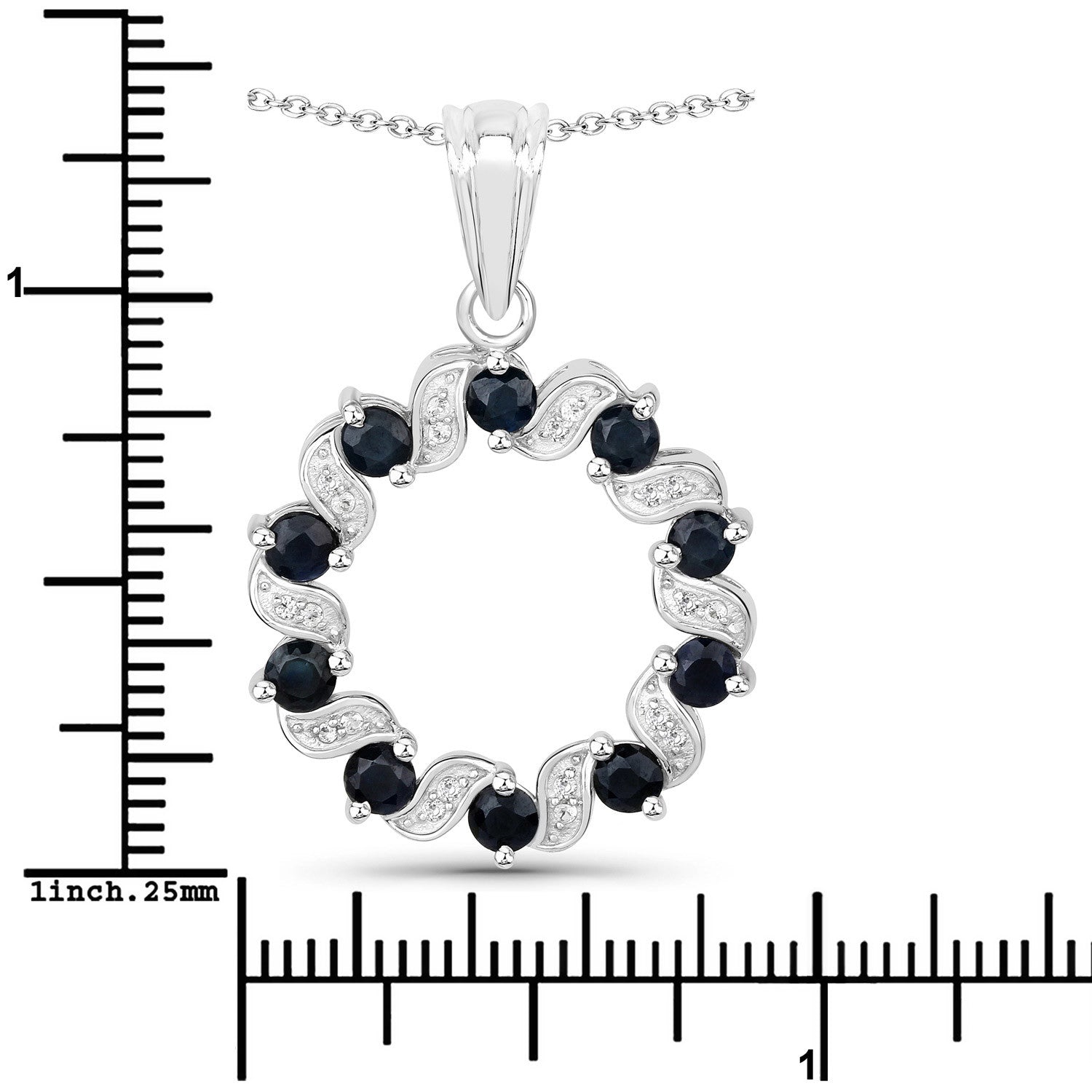 1.30 Carat Genuine Blue Sapphire and White Topaz .925 Sterling Silver Pendant by Bids.com
