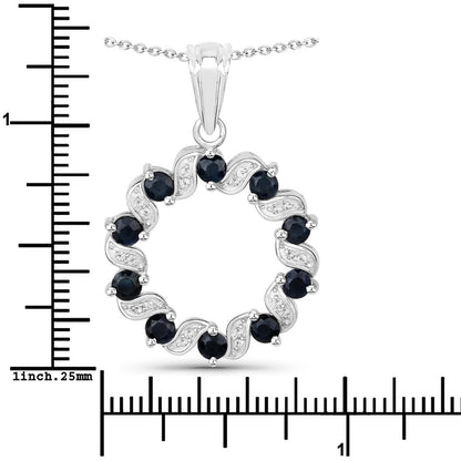 1.30 Carat Genuine Blue Sapphire and White Topaz .925 Sterling Silver Pendant by Bids.com