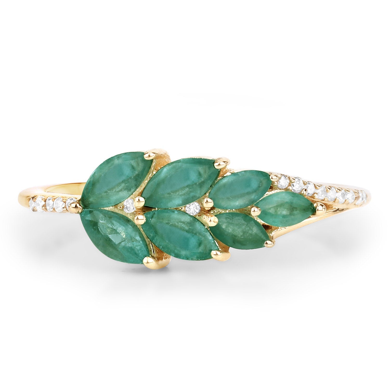 0.68 Carat Genuine Zambian Emerald and White Diamond 14K Yellow Gold Ring by Bids.com