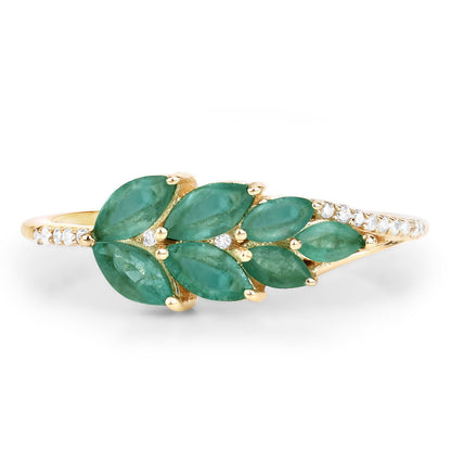 0.68 Carat Genuine Zambian Emerald and White Diamond 14K Yellow Gold Ring by Bids.com