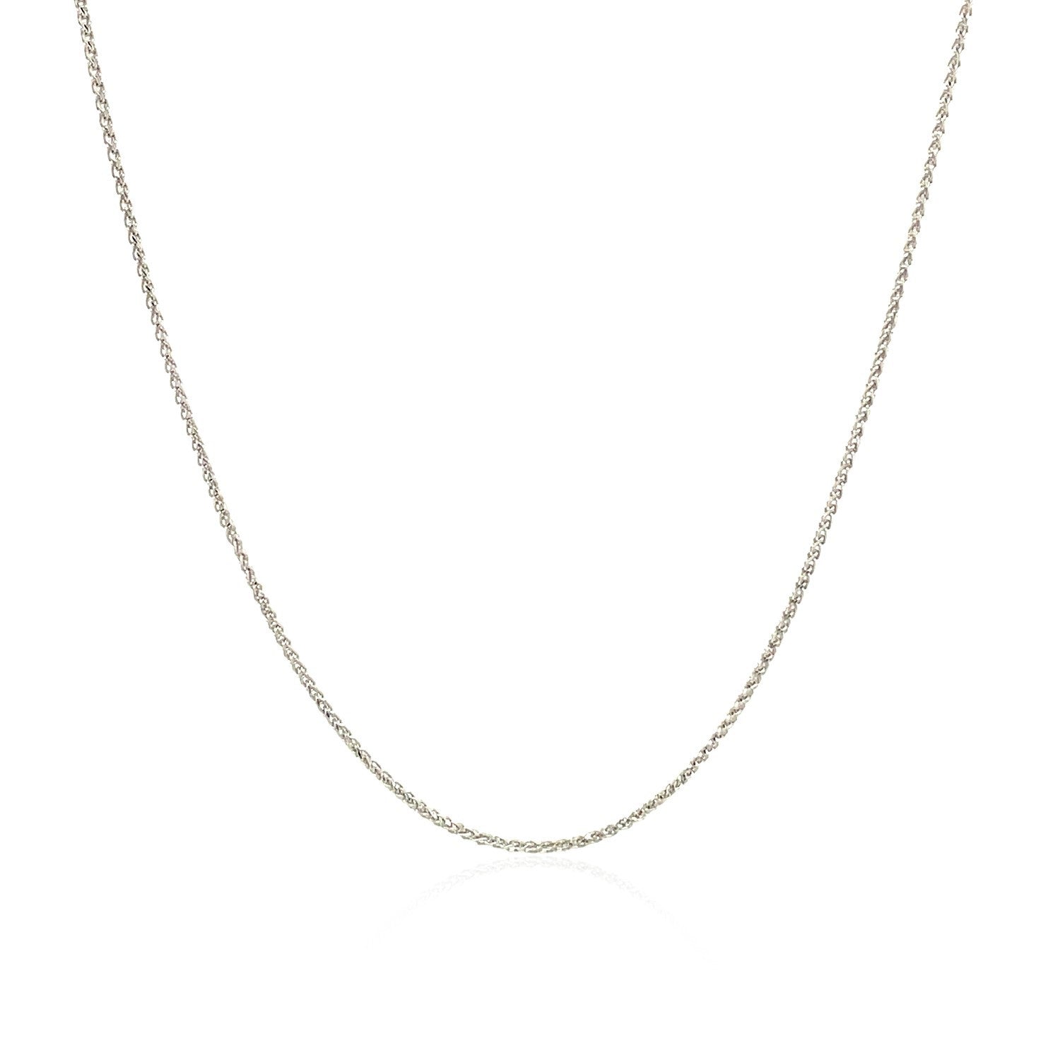 14k White Gold Diamond Cut Round Wheat Chain 0.6mm by Bids.com