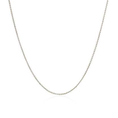 14k White Gold Diamond Cut Round Wheat Chain 0.6mm by Bids.com