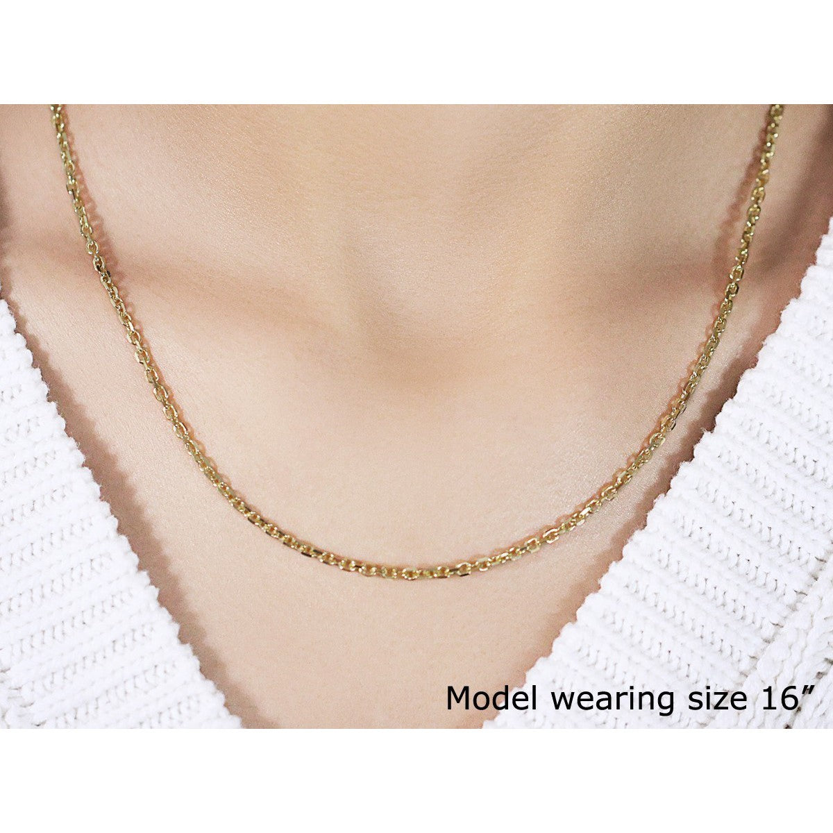 18k Yellow Gold Diamond Cut Cable Link Chain (2.60 mm)  DestGlow