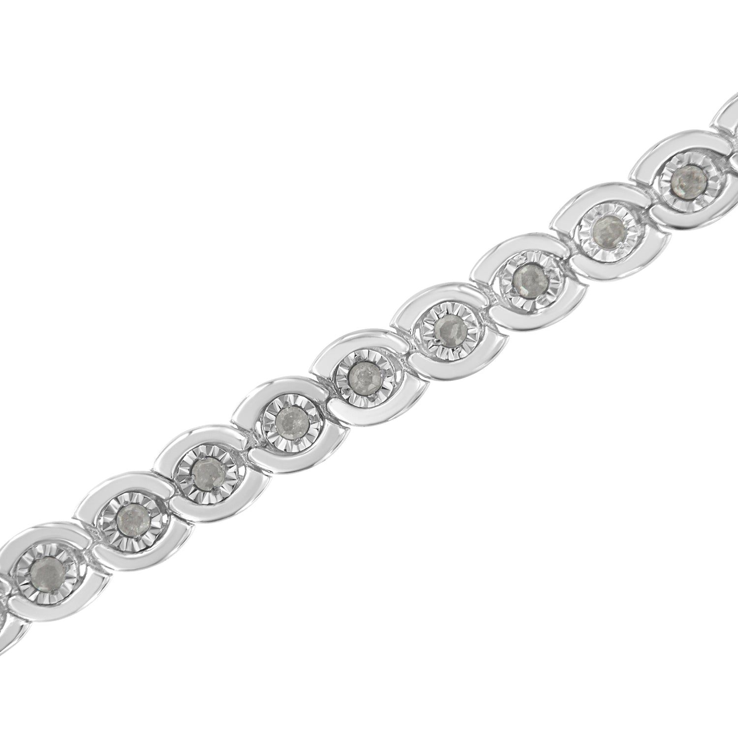 .925 Sterling Silver 1.0 cttw Miracle Set Diamond Spiraling Bezel Link Bracelet(I-J Color, I3 Clarity) -7.25" by Bids.com