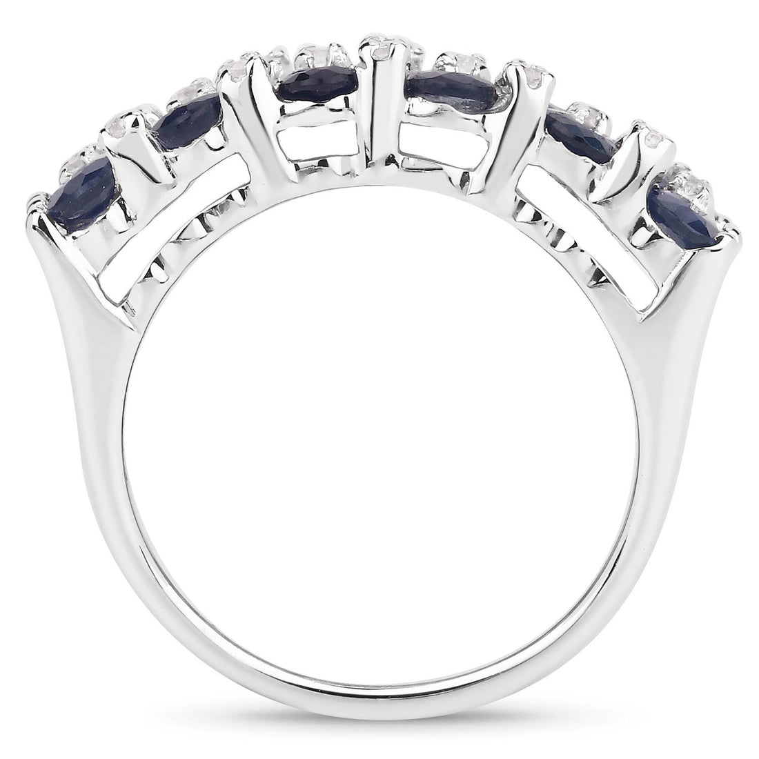 3.66 Carat Genuine Blue Sapphire and White Topaz .925 Sterling Silver Ring by Bids.com