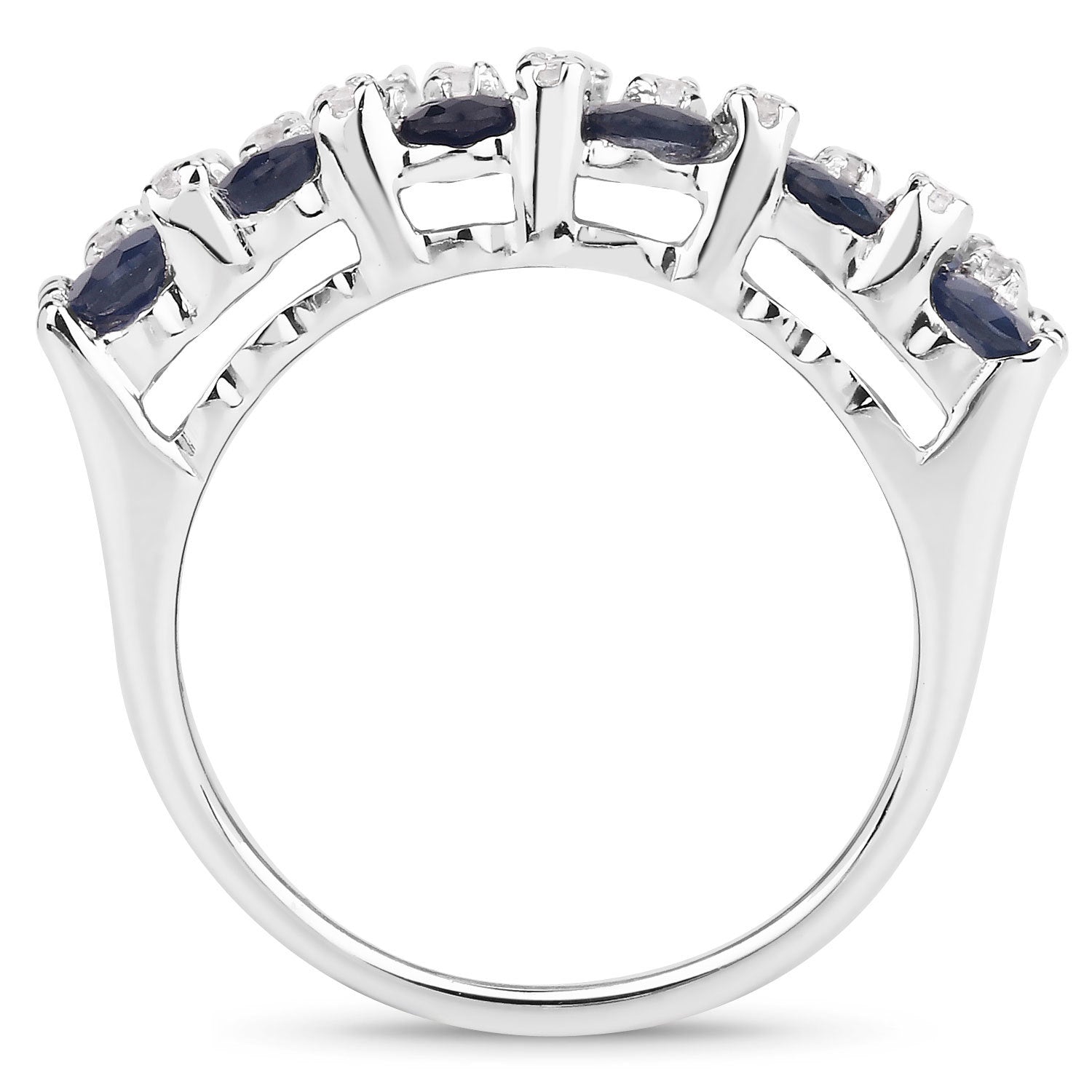 3.66 Carat Genuine Blue Sapphire and White Topaz .925 Sterling Silver Ring by Bids.com