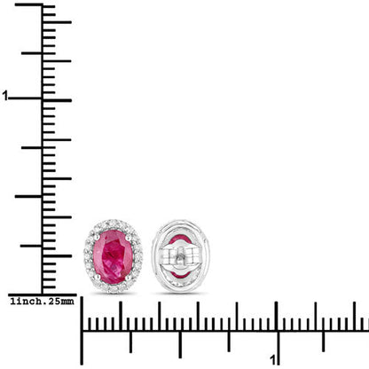 1.96 Carat Genuine Ruby and White Diamond 14K White Gold Earrings by Bids.com