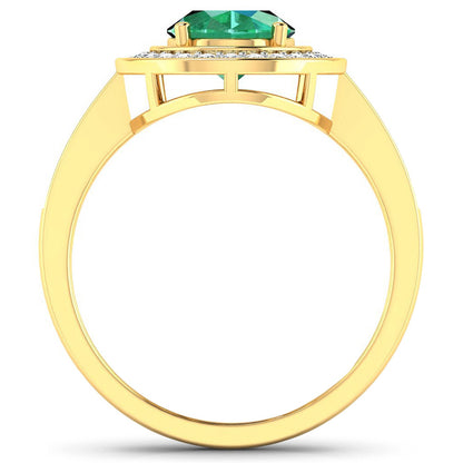 1.87 Carat Genuine Zambian Emerald and White Diamond 14K Yellow Gold Ring by Bids.com