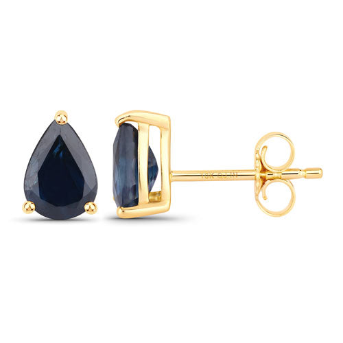 1.60 Carat Genuine Blue Sapphire 10K Yellow Gold Earrings by Bids.com
