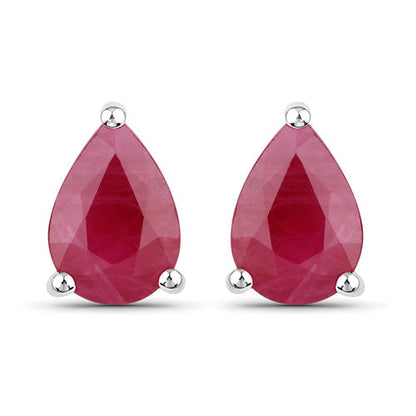 1.60 Carat Genuine Ruby 10K White Gold Earrings  DestGlow
