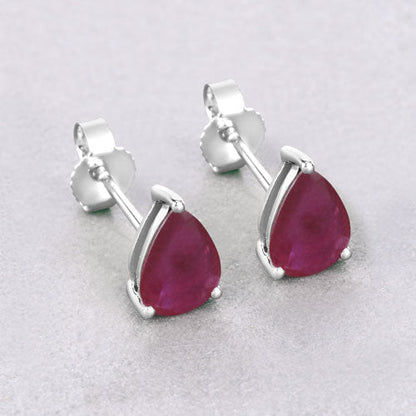 1.60 Carat Genuine Ruby 10K White Gold Earrings  DestGlow
