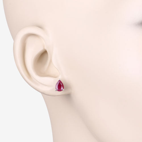 1.60 Carat Genuine Ruby 10K White Gold Earrings  DestGlow