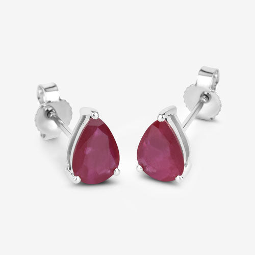 1.60 Carat Genuine Ruby 10K White Gold Earrings  DestGlow