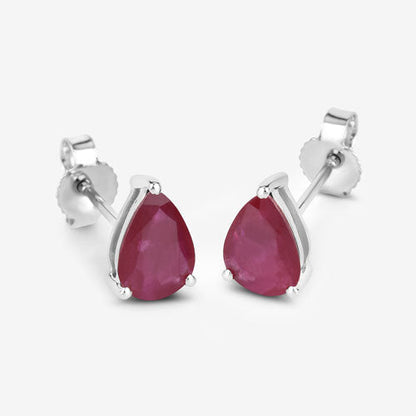 1.60 Carat Genuine Ruby 10K White Gold Earrings  DestGlow