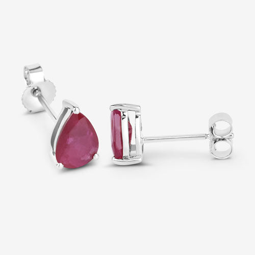 1.60 Carat Genuine Ruby 10K White Gold Earrings  DestGlow