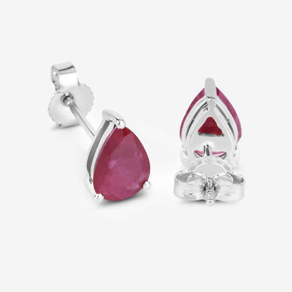 1.60 Carat Genuine Ruby 10K White Gold Earrings  DestGlow