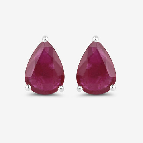 1.60 Carat Genuine Ruby 10K White Gold Earrings  DestGlow