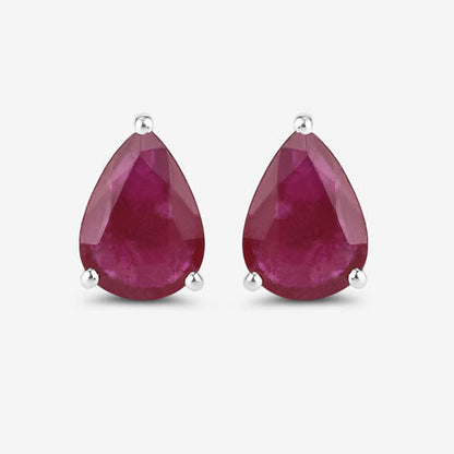 1.60 Carat Genuine Ruby 10K White Gold Earrings  DestGlow