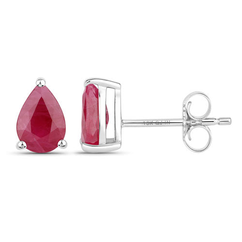 1.60 Carat Genuine Ruby 10K White Gold Earrings  DestGlow