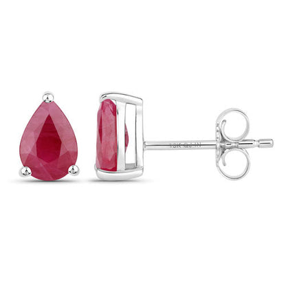 1.60 Carat Genuine Ruby 10K White Gold Earrings  DestGlow