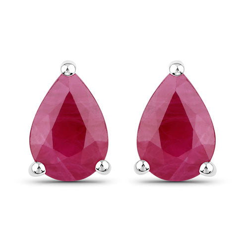 1.60 Carat Genuine Ruby 14K White Gold Earrings by Bids.com