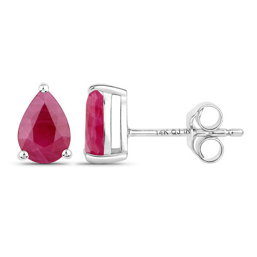 1.60 Carat Genuine Ruby 14K White Gold Earrings by Bids.com