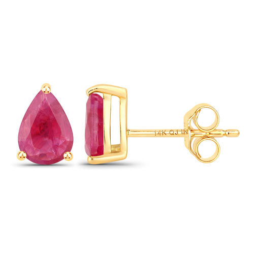 1.60 Carat Genuine Ruby 14K Yellow Gold Earrings by Bids.com