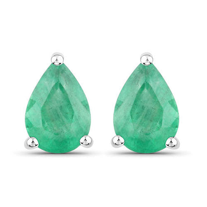 1.30 Carat Genuine Zambian Emerald 10K White Gold Earrings by Bids.com