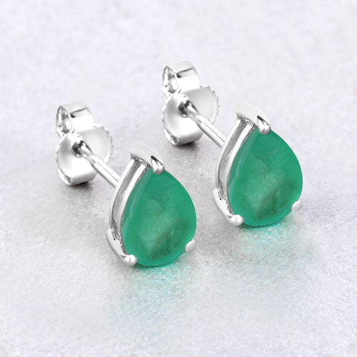 1.30 Carat Genuine Zambian Emerald 10K White Gold Earrings by Bids.com