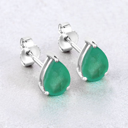 1.30 Carat Genuine Zambian Emerald 10K White Gold Earrings by Bids.com