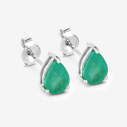 1.30 Carat Genuine Zambian Emerald 10K White Gold Earrings by Bids.com
