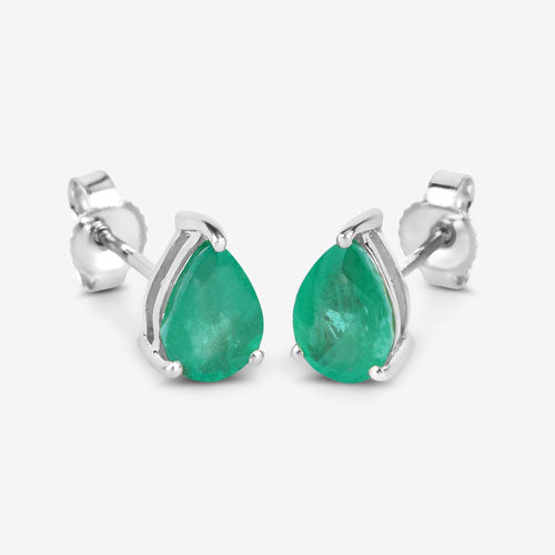 1.30 Carat Genuine Zambian Emerald 10K White Gold Earrings by Bids.com