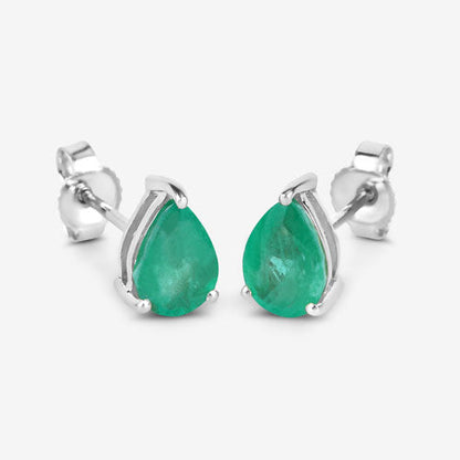 1.30 Carat Genuine Zambian Emerald 10K White Gold Earrings by Bids.com