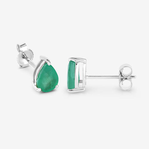 1.30 Carat Genuine Zambian Emerald 10K White Gold Earrings by Bids.com
