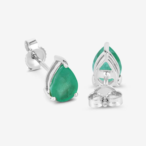 1.30 Carat Genuine Zambian Emerald 10K White Gold Earrings by Bids.com