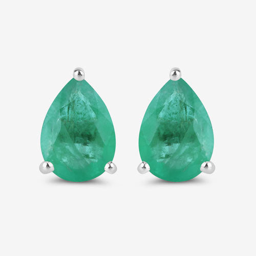 1.30 Carat Genuine Zambian Emerald 10K White Gold Earrings by Bids.com