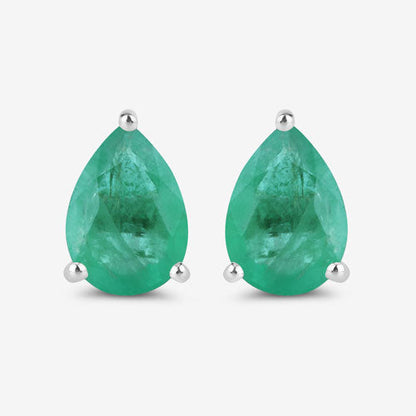 1.30 Carat Genuine Zambian Emerald 10K White Gold Earrings by Bids.com