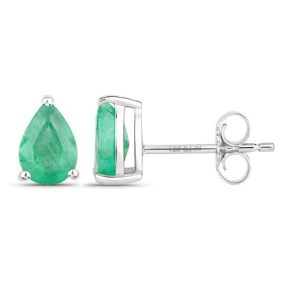 1.30 Carat Genuine Zambian Emerald 10K White Gold Earrings by Bids.com